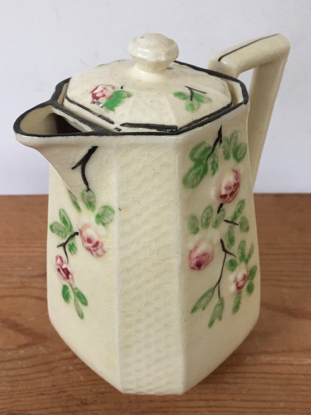 Vtg Moriyama Japanese Japan Basketweave Majolica Small Ceramic Tea Pot 5.25" Lid